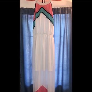 Papaya long white/ multicolor design maxi dress